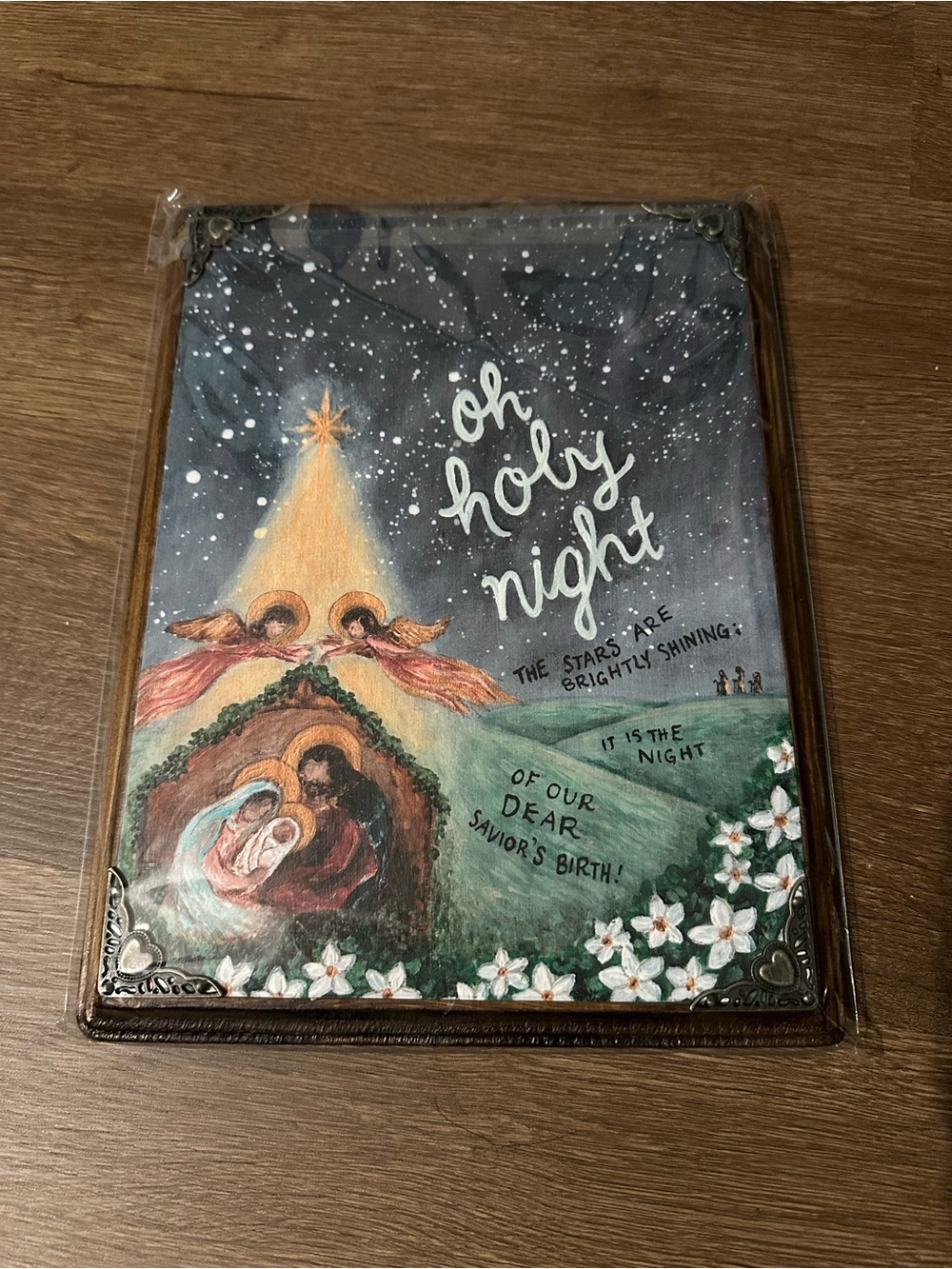 Oh Holy Night Nativity Wall Art - Blue & Green